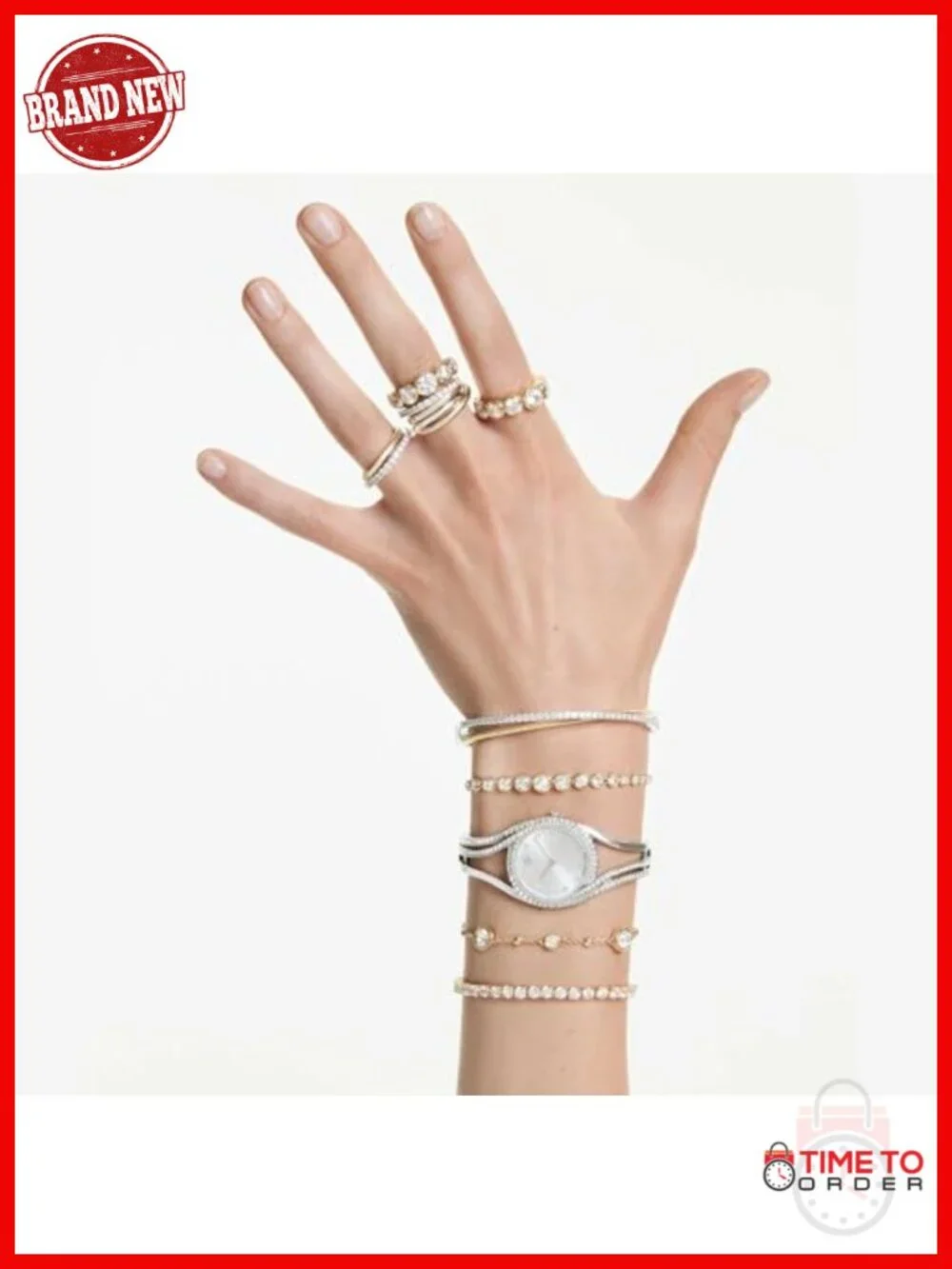 Vittore Band Ring Round Cut Gold-tone Plated Crystal Band Ring